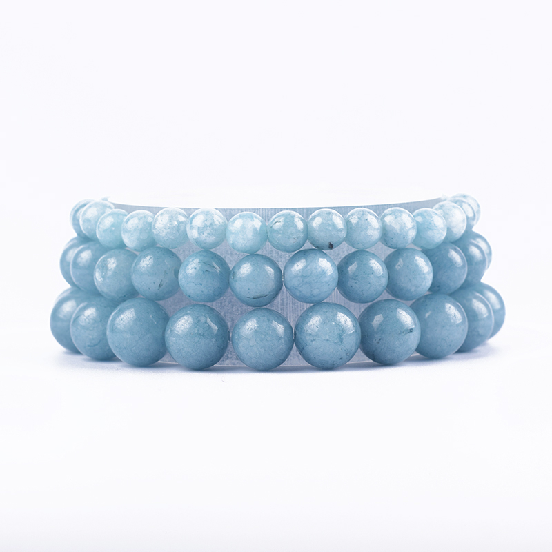 Yoga Fitness Gifts - Natural Aquamarines Bracelet on Hand for