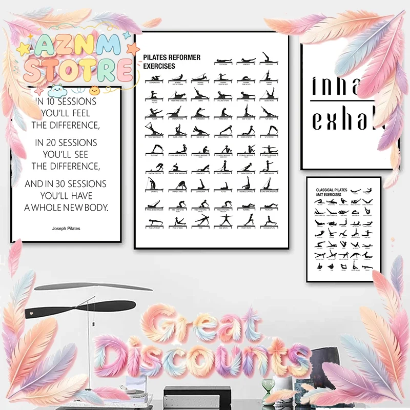 Pilates Workout Chart Poster C - Yoga Fitness Gifts ulasan dan harga